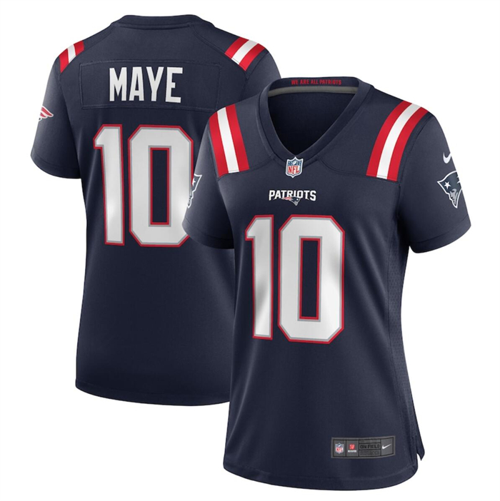 Women's New England Patriots #10 Drake Maye 2024 Draft Navy Football Stitched Jersey(Run Small)